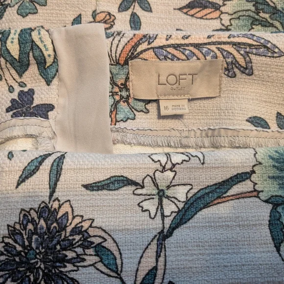 LOFT Above the Knee Length Floral Skirt Size 16 - Picture 4 of 7